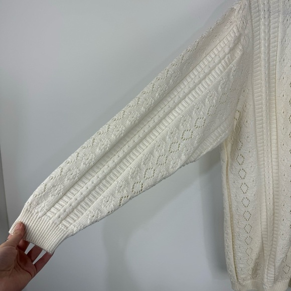 Vintage JH Collectibles Cream Knit Button Front Cardigan Cottagecore y2k Neutral - Picture 3 of 4